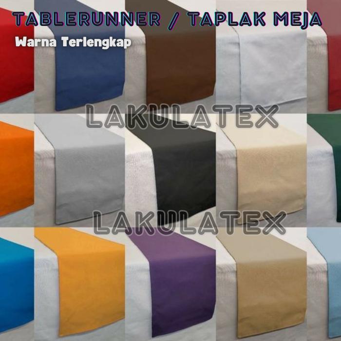 Taplak Meja Table Runner Bahan Suede Premium Hitam Polos Custom Ukuran Original