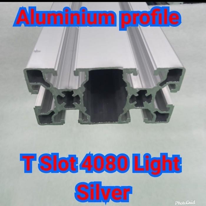 Aluminium profile T slot 4080 Light Silver panjang 400 cm