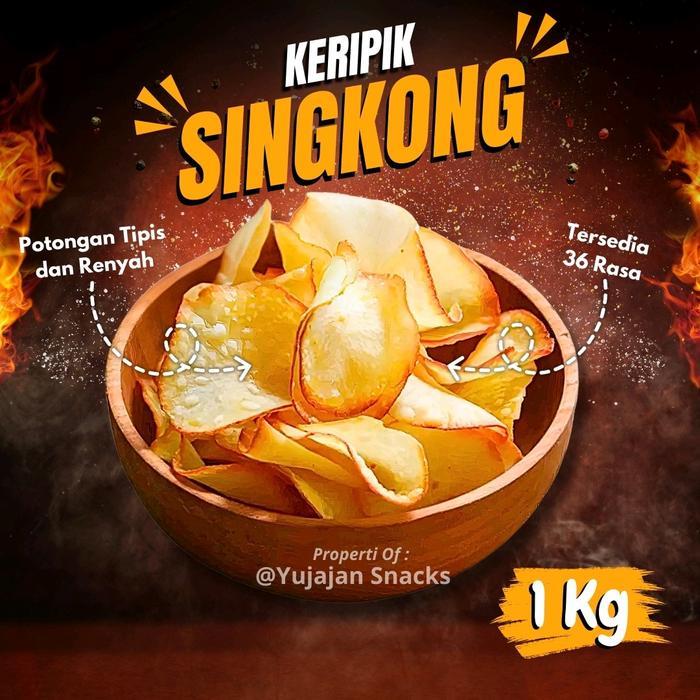 Snack Kiloan Keripik Singkong 1 Kg Aneka Rasa, Keripik Singkong Kriwil Pedas By Yujajan Snacks