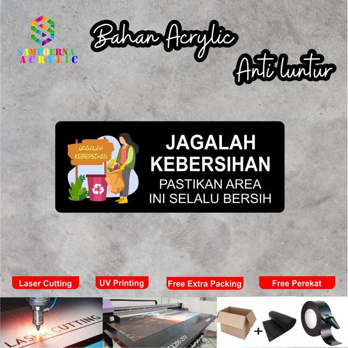 TERJAMIN Sign Akrilik Ruangan JAGALAH KEBERSIHAN Hiasan dinding JAGALAH KEBERSIHAN Cute modern