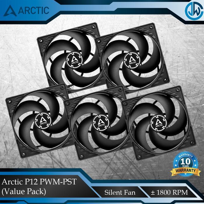 PROMO ARCTIC P12 PWM PST - VALUE PACKBLACK120MM PWM FAN CASE - 5 IN 1 PACK