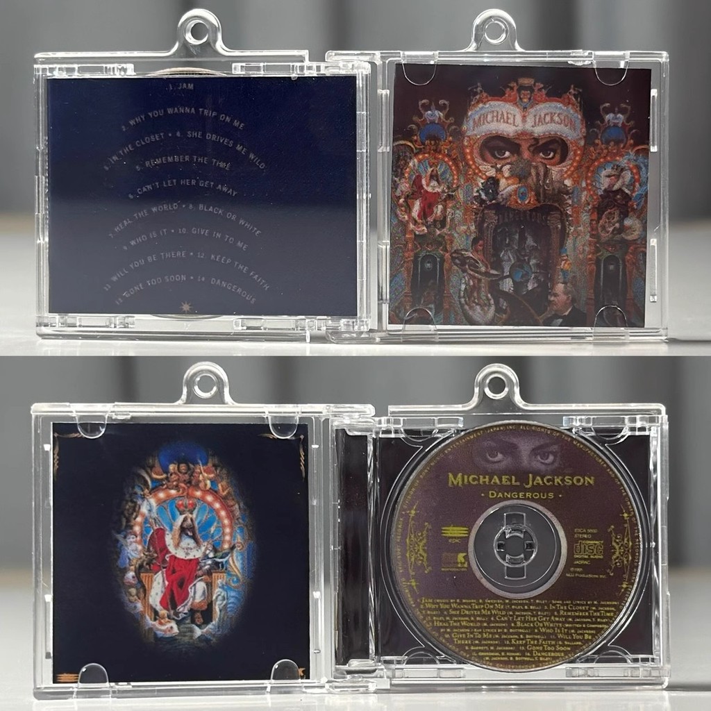 Classic Pop Michael Jackson MJ MINI Music CD NFC Keychain Play Song Thriller Album Bad Pendant