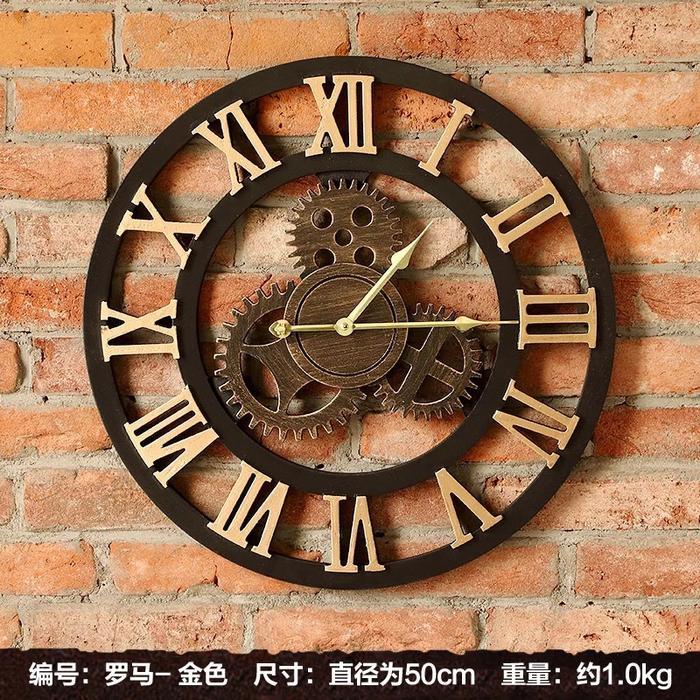Jam Industrial Jumbo Besar Jam Dinding Shabby Jam Vintage Quartz Romawi Besi