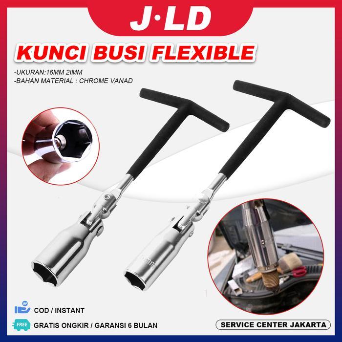 JLD Kunci Busi Fleksibel Kunci Busi 16mm dan 21mm 2 Mata Fleksibel Kunci T Mobil Motor kunci full
