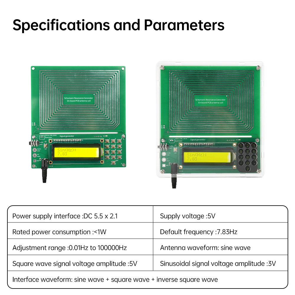 7.83Hz 0.01Hz~100000Hz Schumann Wave Generator Pure Sine Fm Signal Generator Audio Resonator Pulse