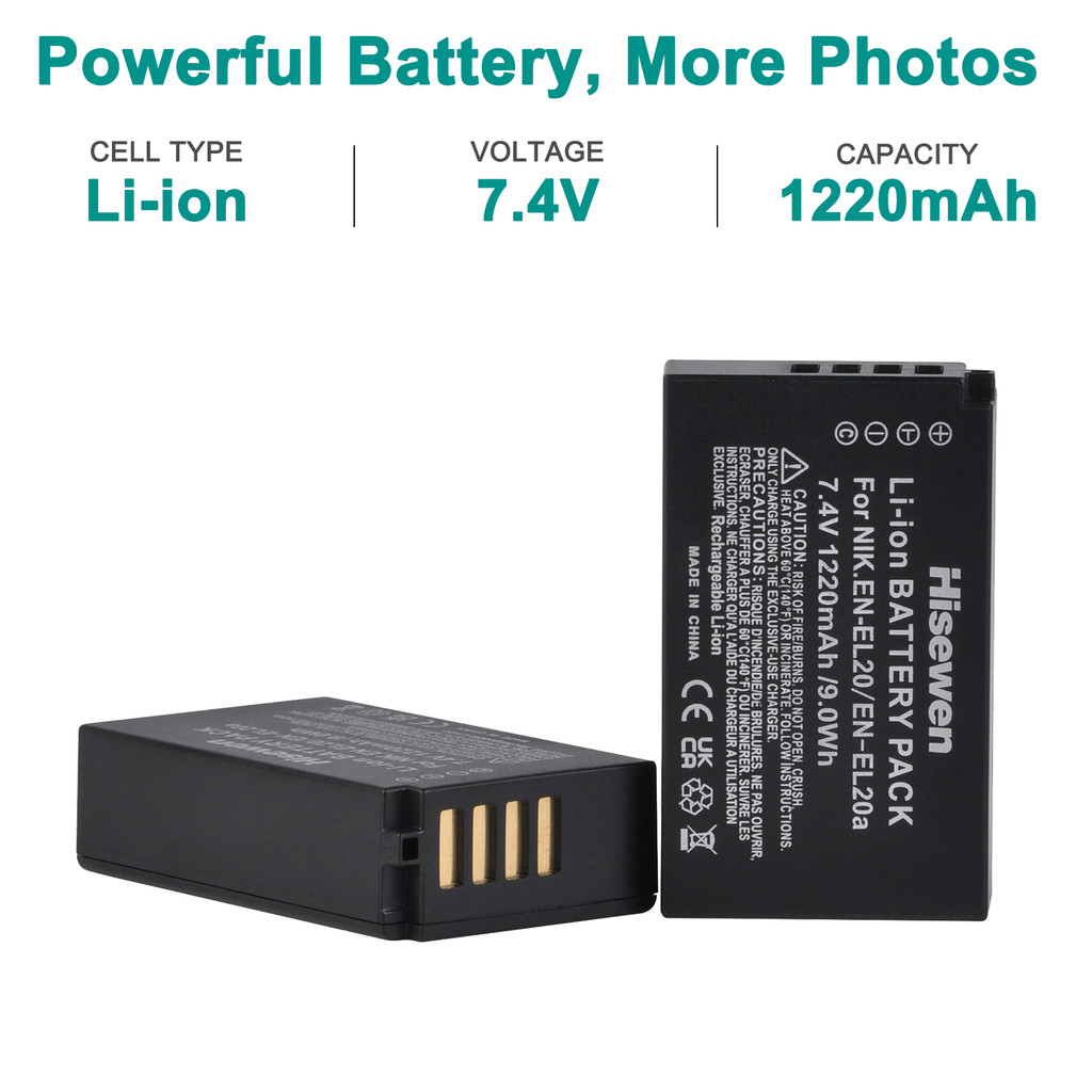 2x1220mAh EN-EL20 EN EL20 EN EL20a Replacement Battery+Dual Charger for Nikon Coolpix P1000 Nikon1