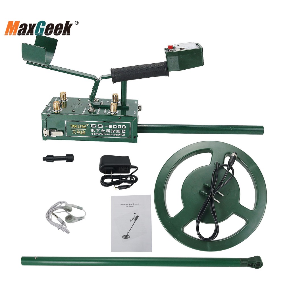 MAXGEEK GS-6000 MINI UNDERGROUND METAL DETECTOR TREASURE HUNTER W/HEADPHONE MAX DEPTH 8.5M LED