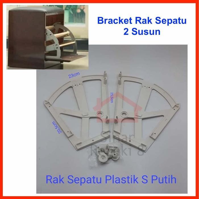 Rak Sepatu Bracket Fitting Engsel Lemari Putar 2 Susun Plastik PUTIH S .