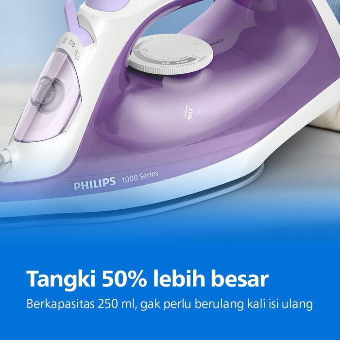 Philips Steam Iron Setrika Uap DST1040/30 - Ungu Tapak Non-stick, Tangki Air Besar