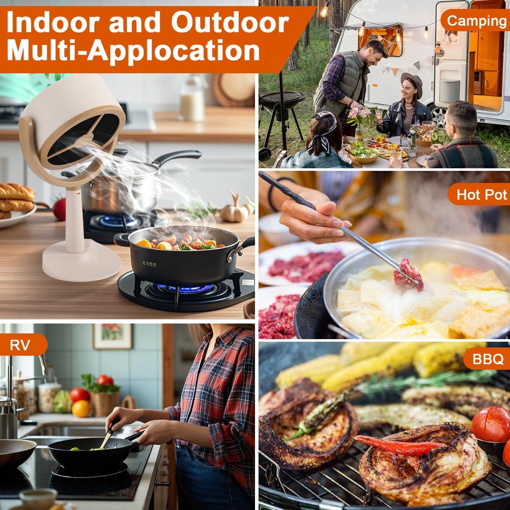USB Desktop Range Hoods Rechargeable Exhaust Fan Adjustable Angle USB Plug for BBQ Hot Pot Kitchen
