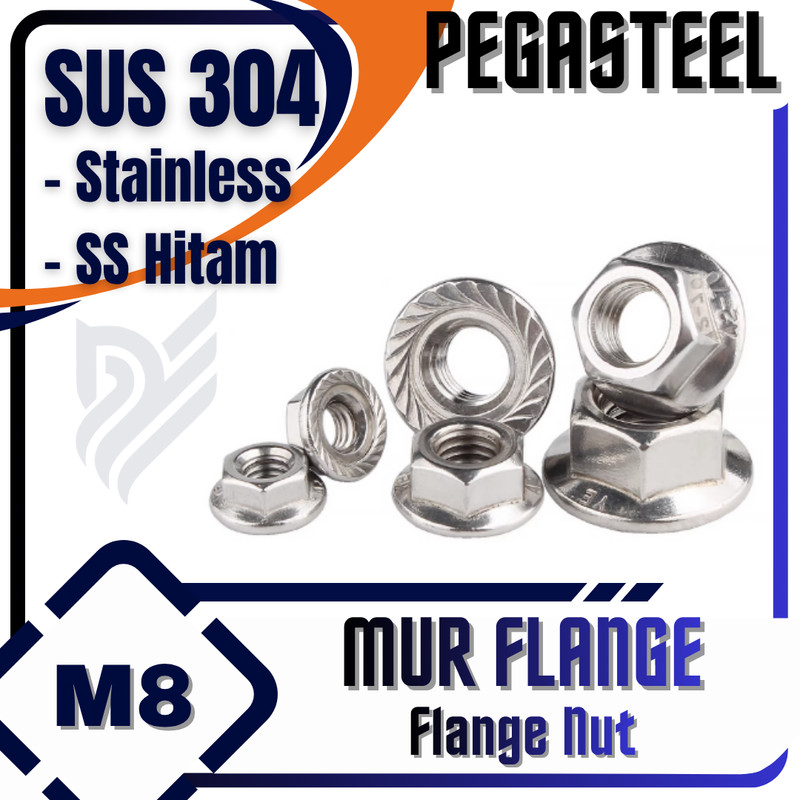 PEGASTEEL -  Mur Flange / Fleng / Topi / Cap Nut (Stainless SS / Hitam) M6
