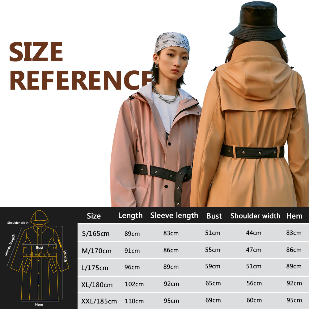 Waterproof Long Trench Coat Women Fashion Elegant Waist Tie Raincoat PU High Frequency Knitted