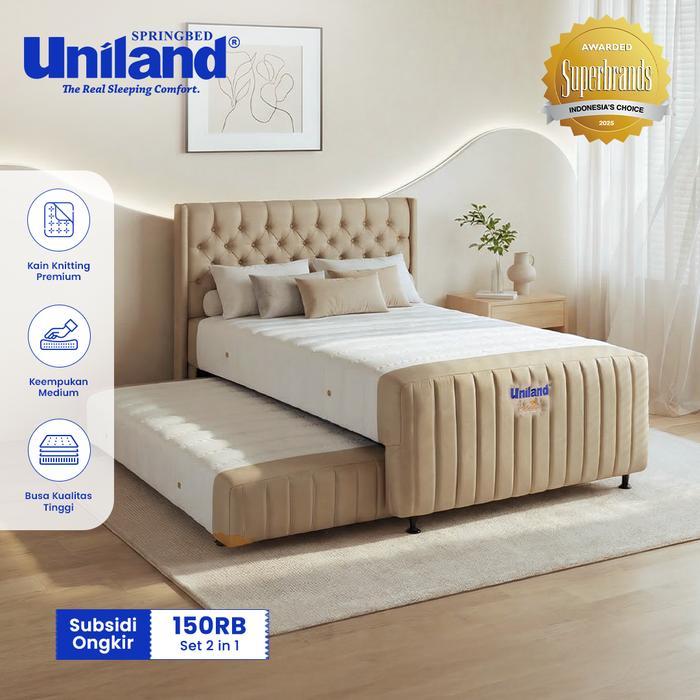 Uniland Springbed 2 in 1 Rivera Ashton - Kasur Spring Bed Sorong 2in1 - 90x200, Cream