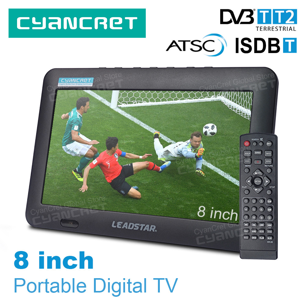 LEADSTAR D8 Portable TV 8 Inch DVB-T2 ATSC ISDB-T TDT DTT Digital dan Analog Mini Televisi Mobil Kec