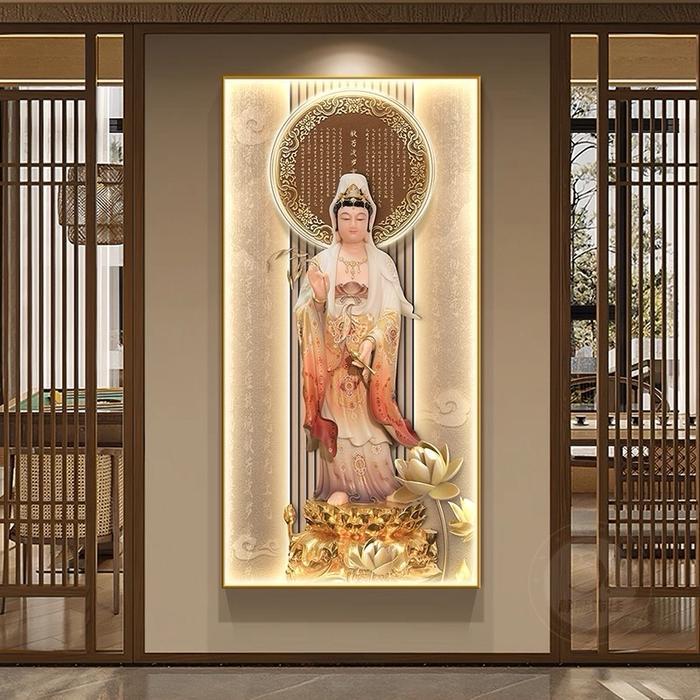 TERLARIS Lukisan Porcelain 5D Diamond Motif Dewi Kwan Im Buddhist Cina Pajangan Dinding Pemandangan