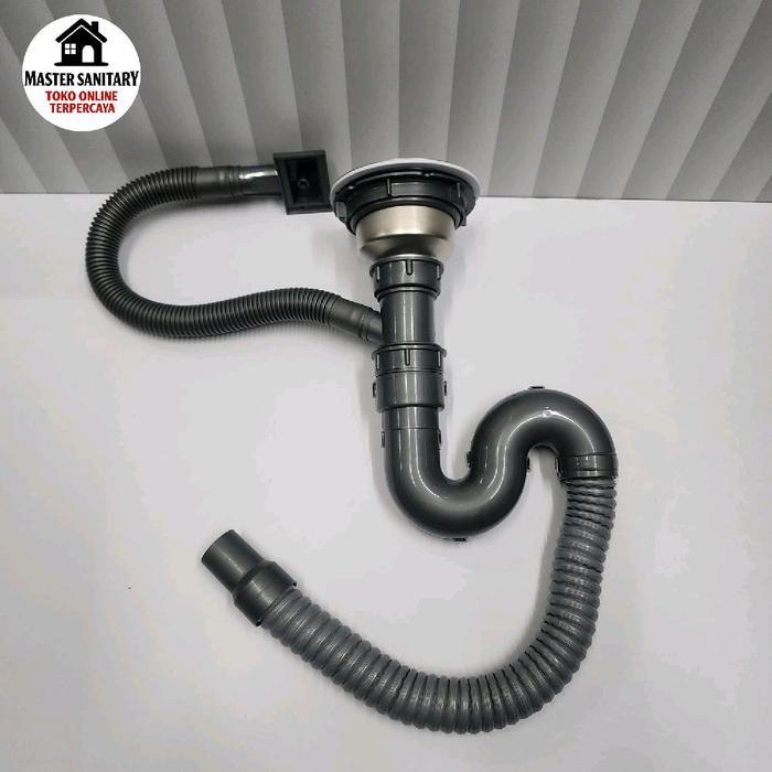 Selang Pembuangan Kitchen sink 1 Lubang + Overflow