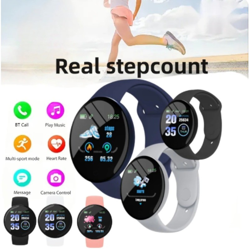 D18 Macaron Real Step Count Smart Watch, Male & Female, Connected Smart Watch, For iOS & Android, B4