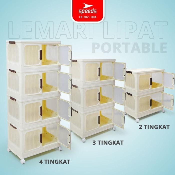 SPEEDS Rak Kabinet Susun Lipat Kuat Stabil Foldable Storage Cabinet Rak Tas Sepatu Lemari Plastik