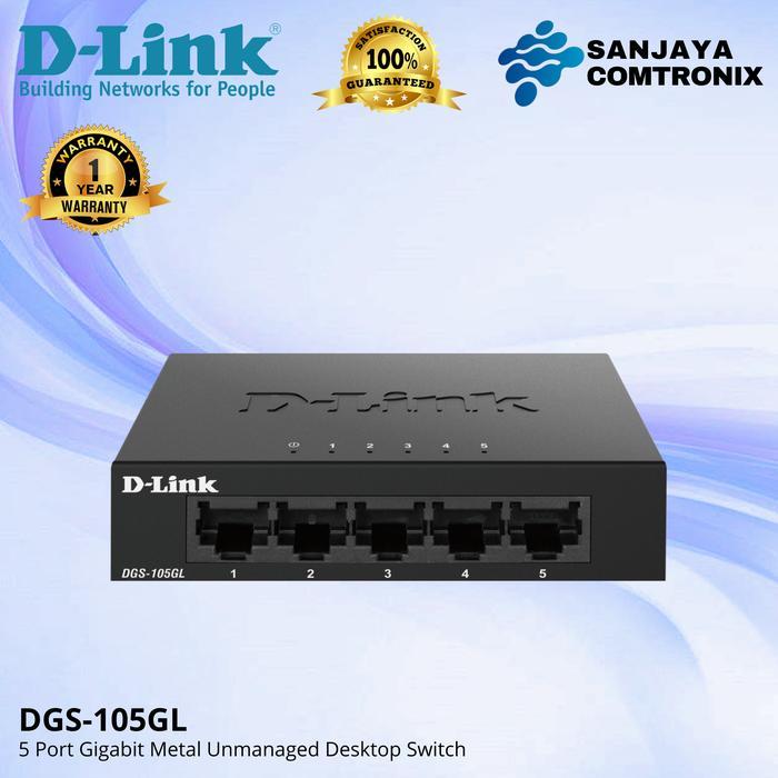 D-Link Dgs-105Gl 5-Port Gigabit Switch Metal Case Dlink Dgs-105 Gl