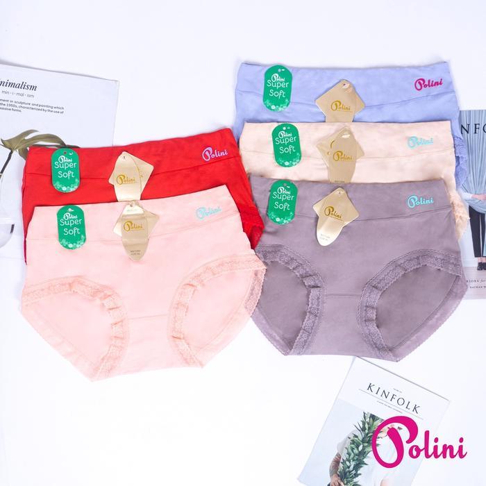 (6Pc) Celana Dalam Polini 1261 / 1264 Renda// Celana Dalam Wanita Dewasa Renda Katun Motif Super