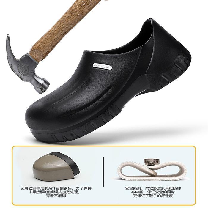 M-BOYA Sepatu Kitchen Anti-Slip M-BOYA Ujung Besi Chef Shoes EVA+PU Tahan Air Melindungi dari