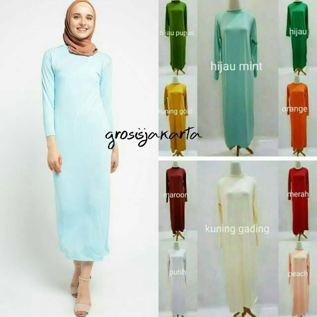 Manset Gamis Lengan Panjang / Inner Dress Dalaman Gamis / Mangset Gamis Hitam Putih Spandek Terlaris