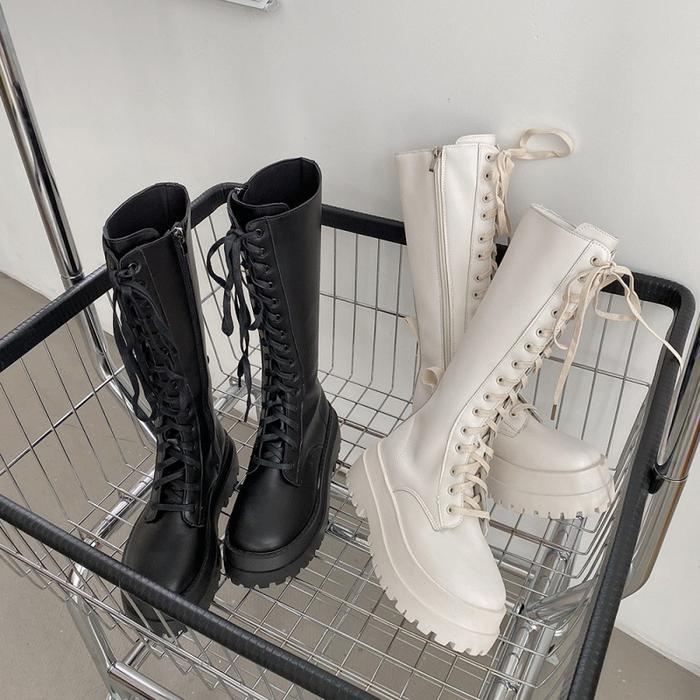 Sepatu Boots Panjang Wanita Hak Sedang Fashion TOP 284