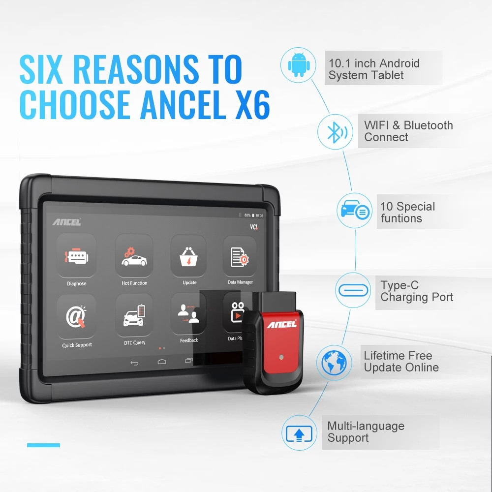 Best Seller Ancel X6 Obd2 Car Scanner Abs Airbag Oil Epb Bms Reset Obd 2 Automotive Scanner Code Rea