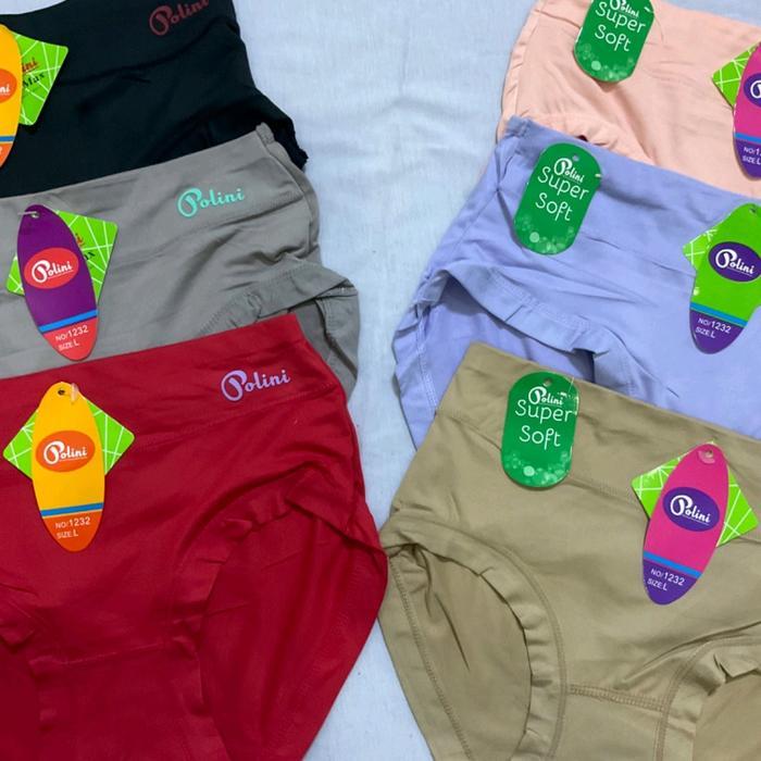 Polini Paket Hemat Celana Dalam Wanita Dewasa Polini 1 Lusin Polini 1232 Katun Nyaman Pendek Katun