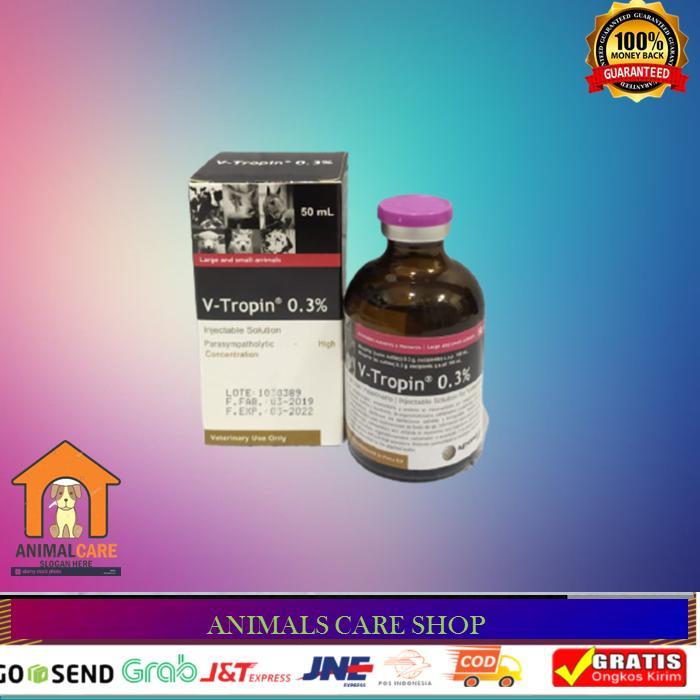 V-Tropin 0.3% (Atropin Injeksi Untuk Hewan) 50 Ml Promo Terlaris