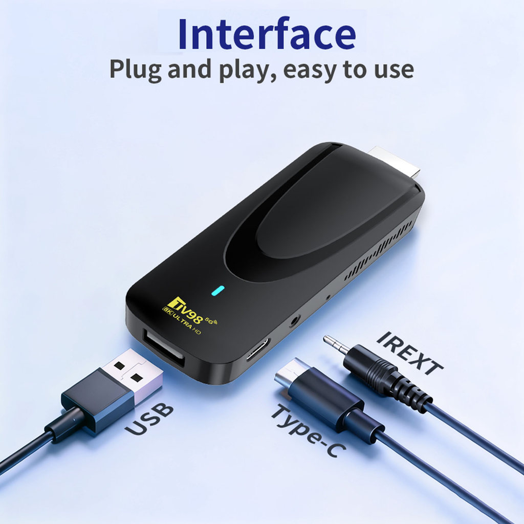 TV98 ATV X9 TV Stick Android 14 Smart TV Box Quad Core Wifi 2.4G 5GB T5.0 Voice Remote Smart TV Box