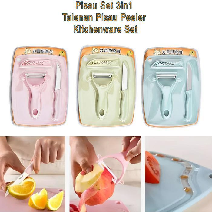 Pisau Set 3In1 / Talenan Pisau Peeler / Kitchenware Set Knife Populer