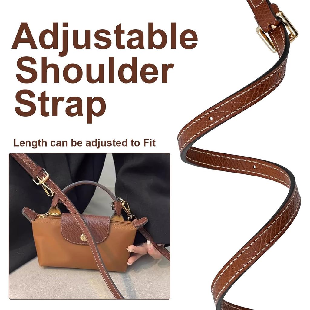 2 Kit Mini Bag Leather Shoulder Strap and Felt Purse Organizer Insert for Longchamp mini XS Bag