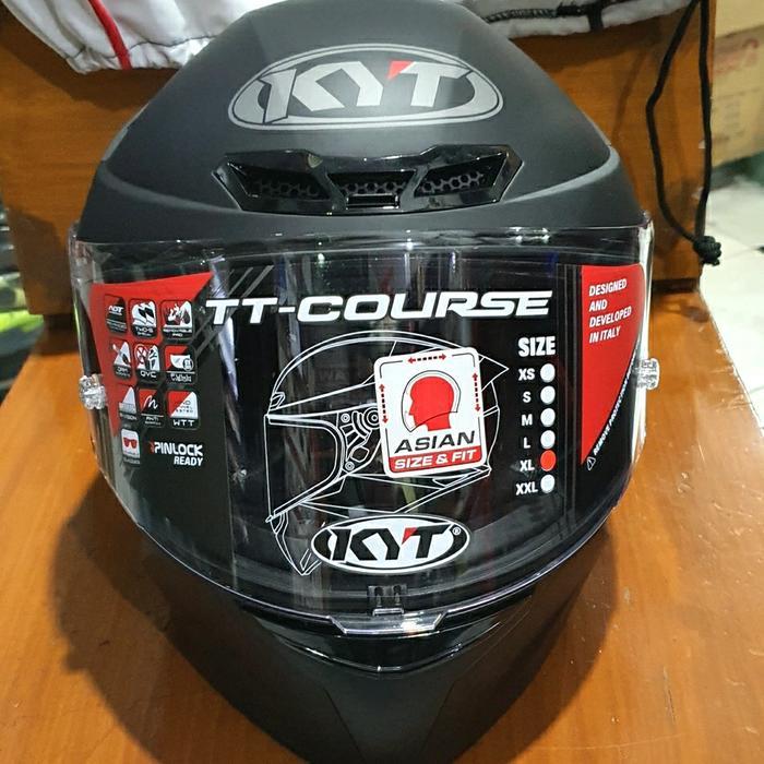 helm kyt tt course plain matt black/htm doff -xl