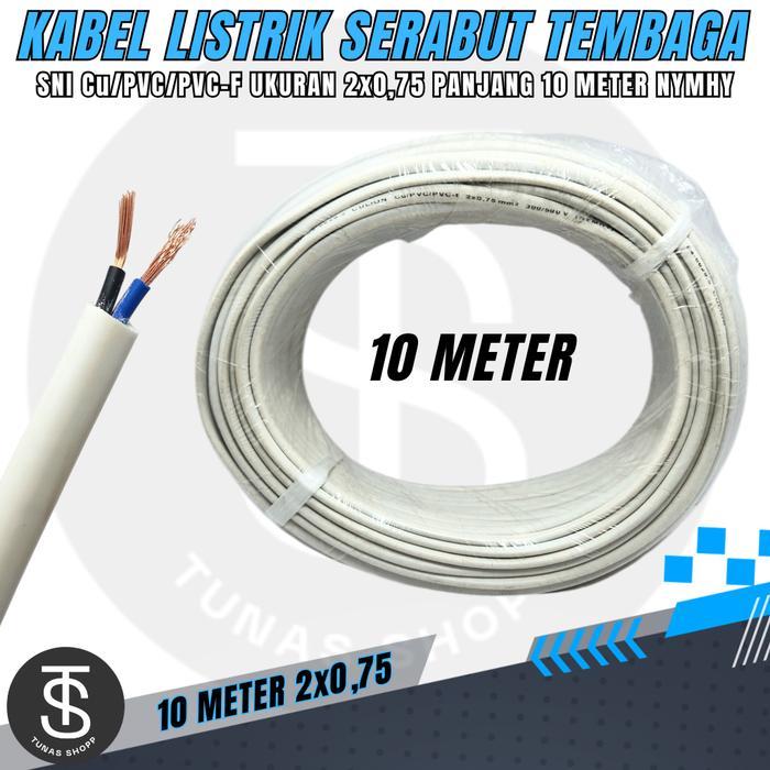 Kabel Serabut NYMHY 2x0.75 / Kabel Serabut Tembaga Panjang 10 METER / Kabel Serabut Tembaga Eceran
