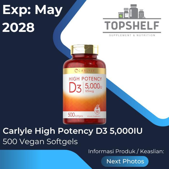 Carlyle Vitamin D3 5000IU High Potency 500 Softgels Bovine Gelatin
