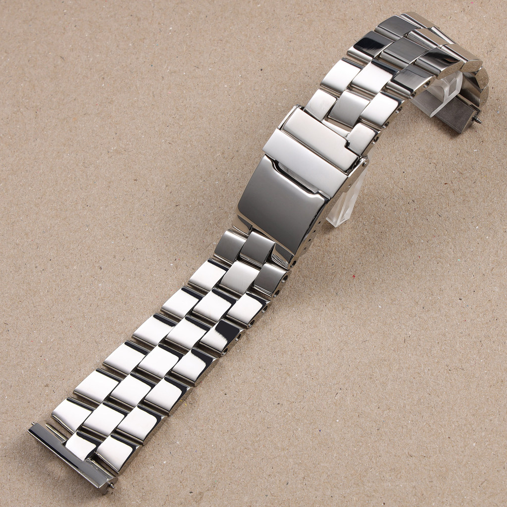 24mm silver polished brushed solid stainless steel watch band for Breitling Super Ocean Avenger