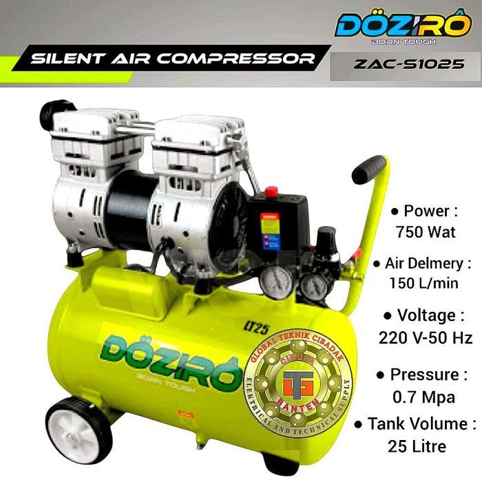 Kompresor Listrik 1 HP Silent Doziro ZAC-S1025 25 Liter - Potable Oiless Air Compressor Doziro 1 Hp