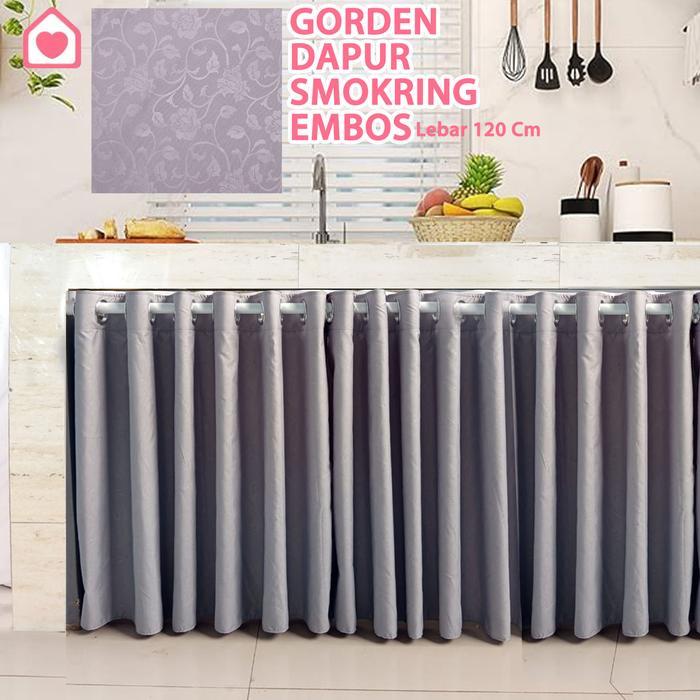 "New" SMOKRING Hordeng Kolong Dapur Embos Polos Penutup Bawah Meja Dapur Estetik Premium Bahan Kain