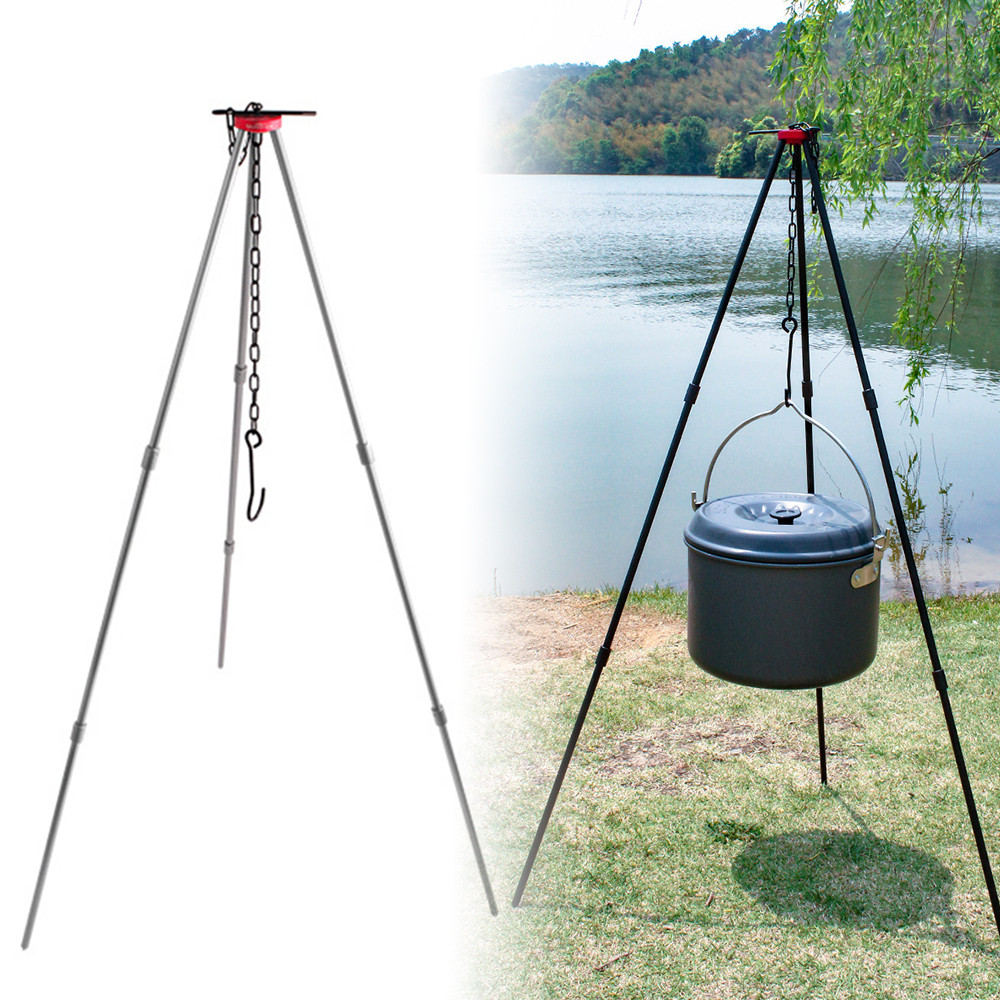 Camping Bonfire Tripod Portable Triangle Support Camping Bonfire Frame Picnic Campfire Cooking Pot