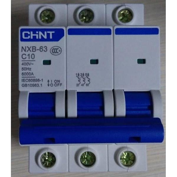 Chint Mcb 3P 3 Phase 10 Ampere 10A 10 A 6Ka Sni Nxb-63 C10