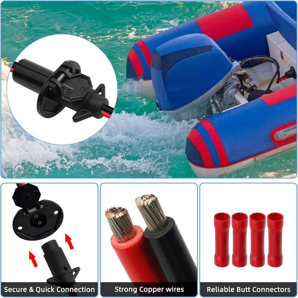 Trolling Motor Plug 12V/8 Gauge/2 Wire Trolling Quick Connector For Electric Boat Motor Electrical