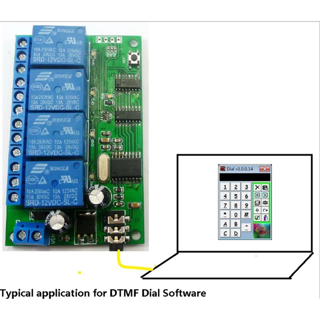 AD22B04 4CH MT8870 DTMF SIGNAL TONE VOICE DECODER PHONE REMOTE CONTROL RELAY SWITCH MODULE 12V DC