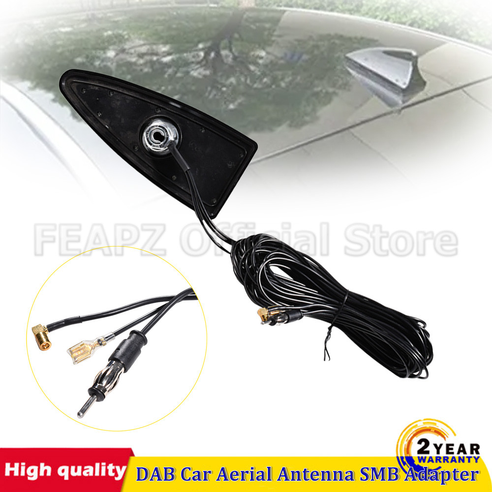 1Pc Black For Dab Car Aerial Antenna Smb Adapter Am/Fm Shark Fin Roof Decorate Aerial 12V Easy