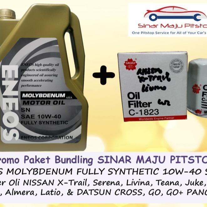 Paket Bundling Oli ENEOS MOLYBDENUM 10W-40 SN Original 4 Liter & Filter Mobil DATSUN GO PANCA & GO+
