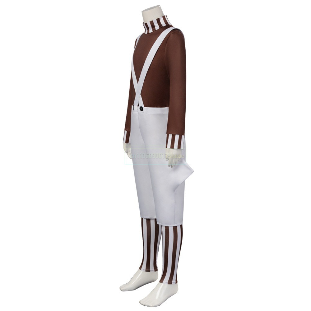Oompa Loompa Costume With Wig Halloween Party Suit Chocolate Factory Worker Cosplay Outfits For Male