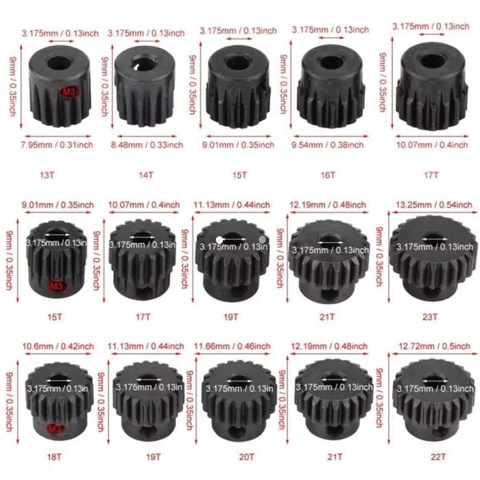Gear pinion 48dp 18T - 23T Shaft 3.175mm RC 3racing sakura d3 d4 *