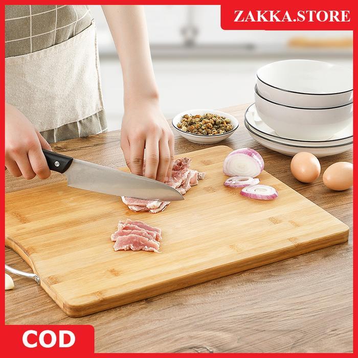 Zakkastore Talenan Bambu Premium Talenan Premium Bulat Potong Buah Sayur Daging Extra Tebal Talenan