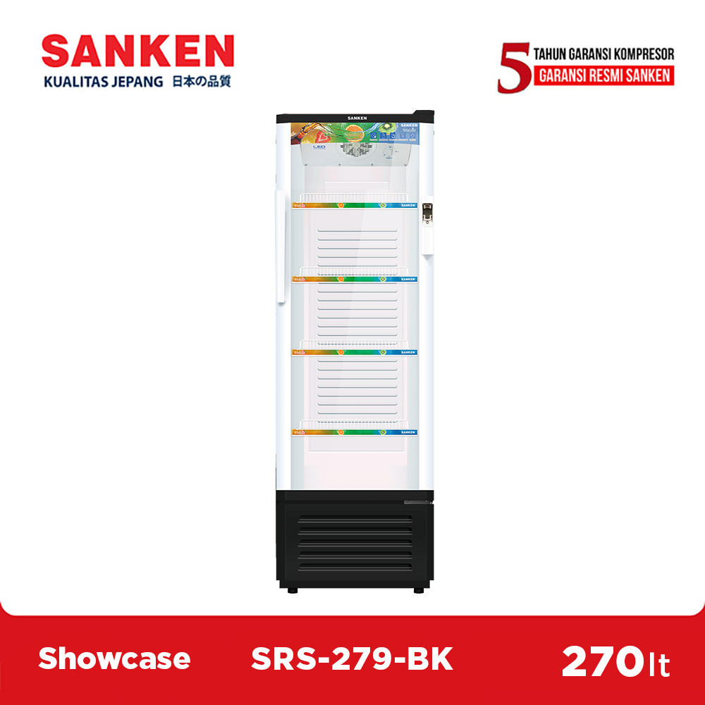 SANKEN Showcase 270 Liter SRS-279BK Black White