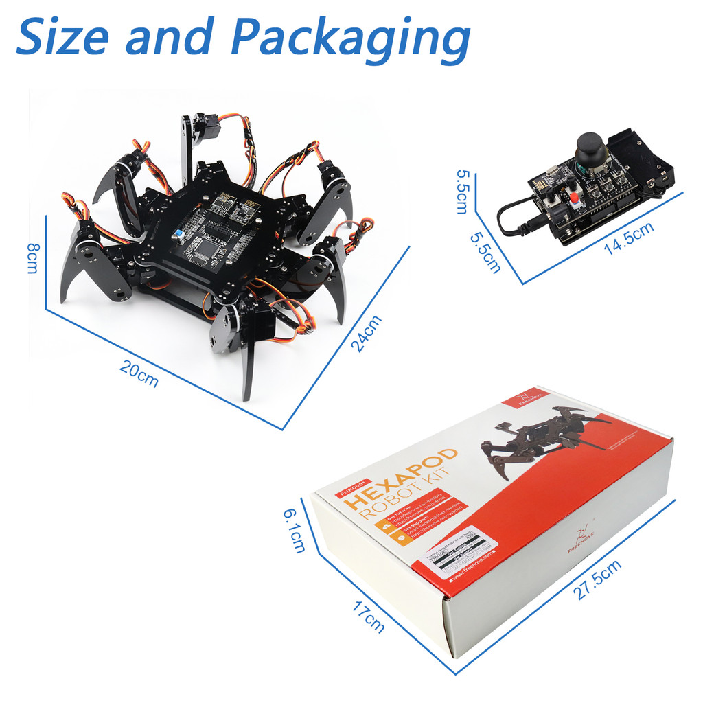Freenove Hexapod Robot Kit for Arduino, Walking Crawling Twisting, App Remote Control, Servo STEM